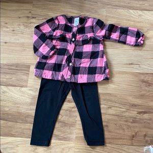 Flannel button down with black leggings